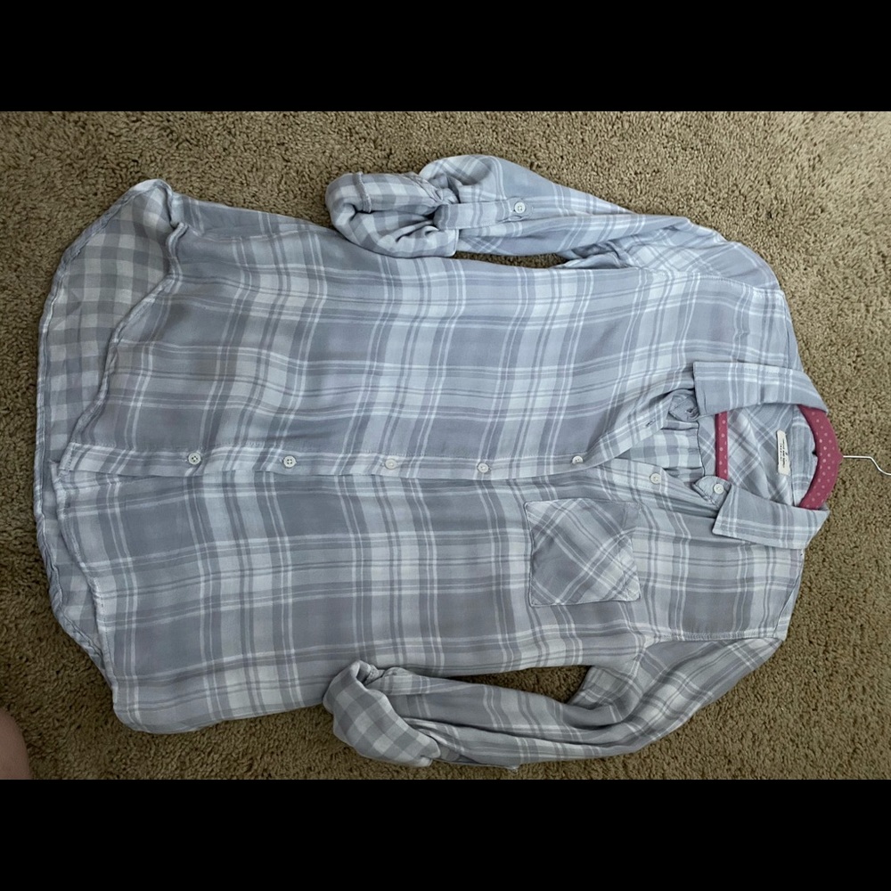Vici grey/white plaid soft button up shirt